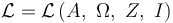 \mathcal{L} = \mathcal{L} \left( \Alpha,\ \Omega,\ \Zeta,\ \Iota \right)