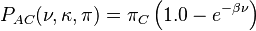 P_{AC}(\nu,\kappa,\pi)  =  \pi_C\left(1.0 - e^{-\beta\nu}\right) 