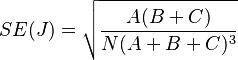  SE( J ) = \sqrt{ \frac{ A ( B + C ) } { N ( A + B + C )^3 } }