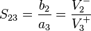 S_{23} = \frac{b_2}{a_3} = \frac{V_2^-}{V_3^+}\,