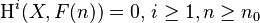 \operatorname{H}^i(X, F(n)) = 0, \, i \ge 1, n \ge n_0