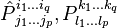 \hat{P}^{i_1\ldots i_q}_{\,j_1\ldots j_p}, P^{k_1\ldots k_q}_{l_1\ldots l_p}