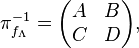 \pi_{f_\Lambda}^{-1} = \begin{pmatrix} A & B \\ C & D \end{pmatrix},