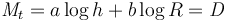 \,\mathit{M}_{t} = {a} \log h + {b} \log R = \mathit{D}