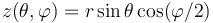 z(\theta, \varphi) = r \sin \theta \cos({\varphi/2}) 