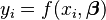 y_i = f(x_i, \boldsymbol \beta)