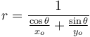 r=\frac{1}{\frac{\cos\theta}{x_o}+\frac{\sin\theta}{y_o}}