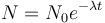 N = N_0e^{-\lambda t}\,