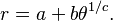 r=a+b\theta^{1/c}.