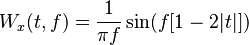 W_x(t,f) = \frac{1}{\pi f}\sin (f[1 - 2|t|])