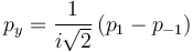 p_y = \frac{1}{i\sqrt{2}} \left( p_1 - p_{-1} \right) 