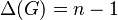 \Delta(G)=n-1