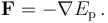 \mathbf{F} = - \mathbf{\nabla} E_\mathrm{p} \, .