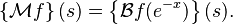 \left\{\mathcal{M} f\right\}(s) = \left\{\mathcal{B} f(e^{-x})\right\}(s).