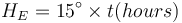    H_E = 15^{\circ}\times t (hours)
