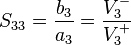 S_{33} = \frac{b_3}{a_3} = \frac{V_3^-}{V_3^+}\,