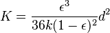 K=\frac {\epsilon^3}{36k(1-\epsilon)^2}d^2 