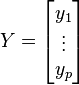 
Y=\begin{bmatrix}
y_1 \\ \vdots \\ y_p \end{bmatrix}
