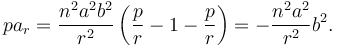 p a_r = \frac{n^2a^2b^2}{r^2}\left(\frac p r - 1 - \frac p r\right)= -\frac{n^2a^2}{r^2}b^2. 