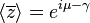 \langle\overline{z}\rangle=e^{i\mu-\gamma}