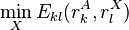 \min_{X} E_{kl}(r_{k}^{A}, r_{l}^{X})