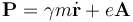  \mathbf{P} = \gamma m\dot{\mathbf{r}} + e\mathbf{A} 