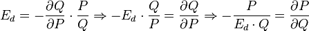 E_d = - \dfrac{\partial Q}{\partial P} \cdot \dfrac{P}{Q} \Rightarrow - E_d \cdot \dfrac{Q}{P} = \dfrac{\partial Q}{\partial P} \Rightarrow - \dfrac{P}{E_d \cdot Q} = \dfrac{\partial P}{\partial Q} 