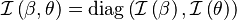 \mathcal{I}\left( \beta ,\theta  \right)=\text{diag}\left( \mathcal{I}\left( \beta  \right),\mathcal{I}\left( \theta  \right) \right)