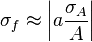 \sigma_f \approx \left| a \frac{\sigma_A}{A}\right|