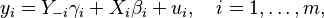 
    y_i = Y_{-i}\gamma_i + X_i\beta_i + u_i, \quad i=1,\ldots,m,
  