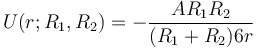 \ U(r;R_{1},R_{2})= -\frac{AR_{1}R_{2}}{(R_{1}+R_{2})6r}