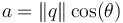 a=\|q\|\cos(\theta)