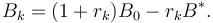 B_k = (1 + r_k) B_0 - r_k B^*.