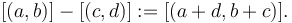 [(a,b)] - [(c,d)] := [(a+d,b+c)].\,