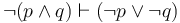 \neg (p \land q) \vdash (\neg p \lor \neg q)