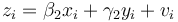 z_i = \beta_2 x_i + \gamma_2 y_i + v_i