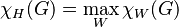  \chi_H(G) = \max_W \chi_W(G)