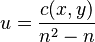  u = \frac{ c( x, y ) }{ n^2 - n } 