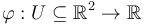  \varphi : U \subseteq \mathbb{R}^2 \to \mathbb{R}