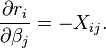 \frac{\partial r_i}{\partial \beta_j}=-X_{ij}.