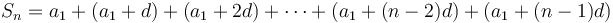  S_n=a_1+(a_1+d)+(a_1+2d)+\cdots+(a_1+(n-2)d)+(a_1+(n-1)d)