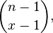  \binom{n-1}{x-1},