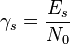 \gamma_{s} = \frac{E_{s}}{N_{0}}