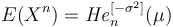 E(X^n)=\mathit{He}_n^{[-\sigma^2]}(\mu)