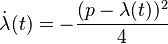 \dot\lambda(t) = -\frac{(p-\lambda(t))^2}{4}  