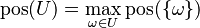 \operatorname{pos}(U) = \max_{\omega \in U} \operatorname{pos}(\{\omega\})