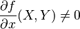 \frac{\partial f}{\partial x}(X,Y) \neq 0