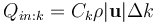 Q_{in:k} = C_k \rho |\mathbf{u}|\Delta k