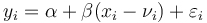  y_i = \alpha+\beta(x_i-\nu_i) + \varepsilon_i 