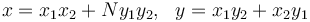  x=x_1x_2+Ny_1y_2,\ \ y=x_1y_2+x_2y_1 \ \ 